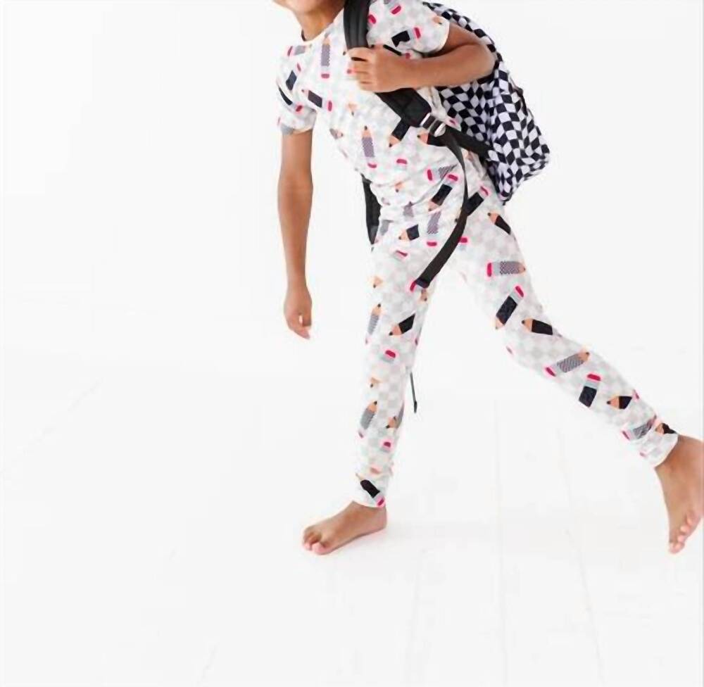 NEW BIRDIE BEAN kid's booker 2-piece pajamas in white